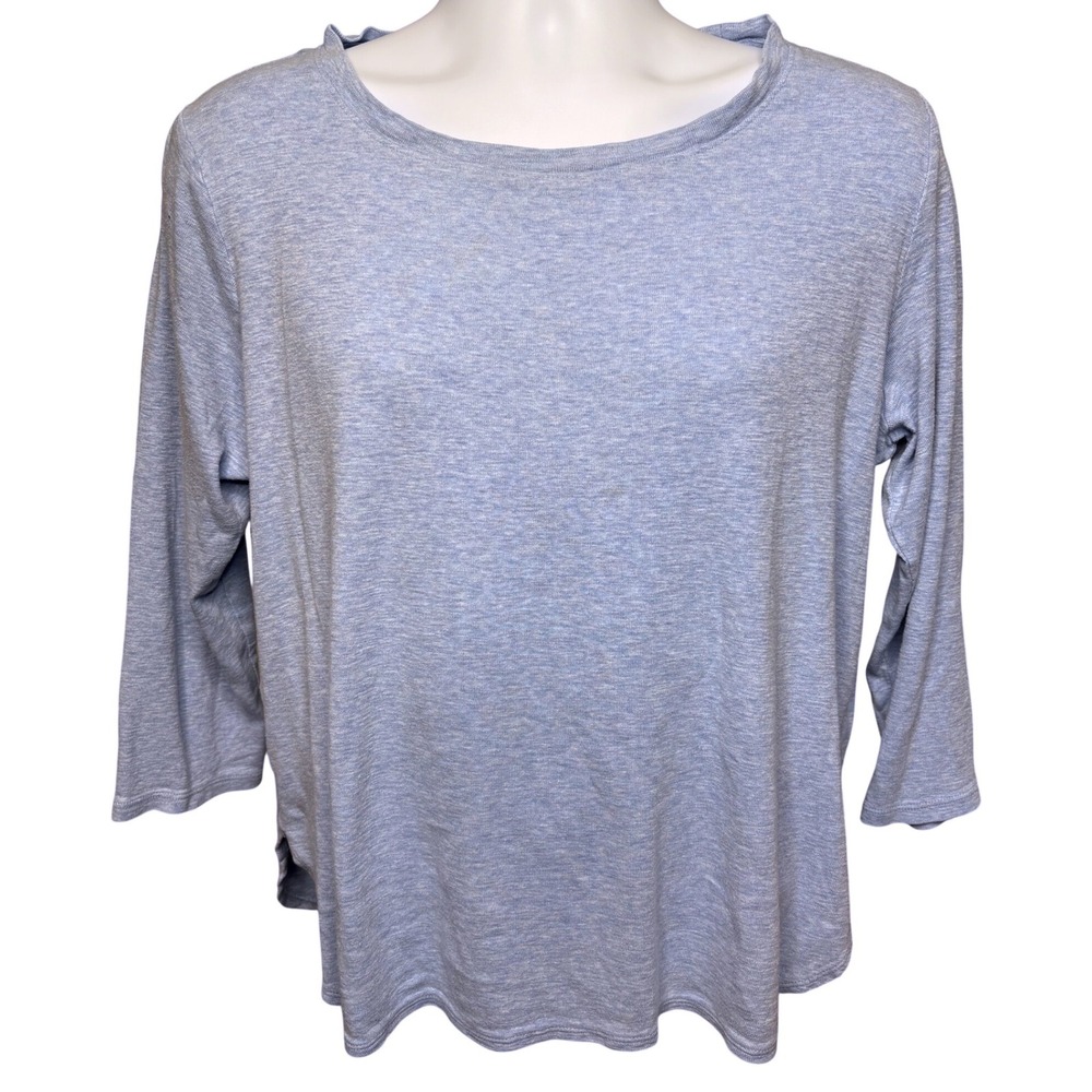 TOMMY BAHAMA Womens Heathered Blue 3/4 Sleeve Scoop Neck Top Sz L Beachy Coastal